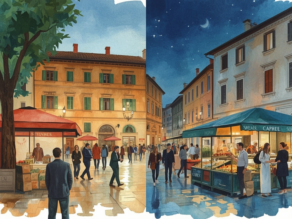 The ‘evening switch’ - market by day, stage by night